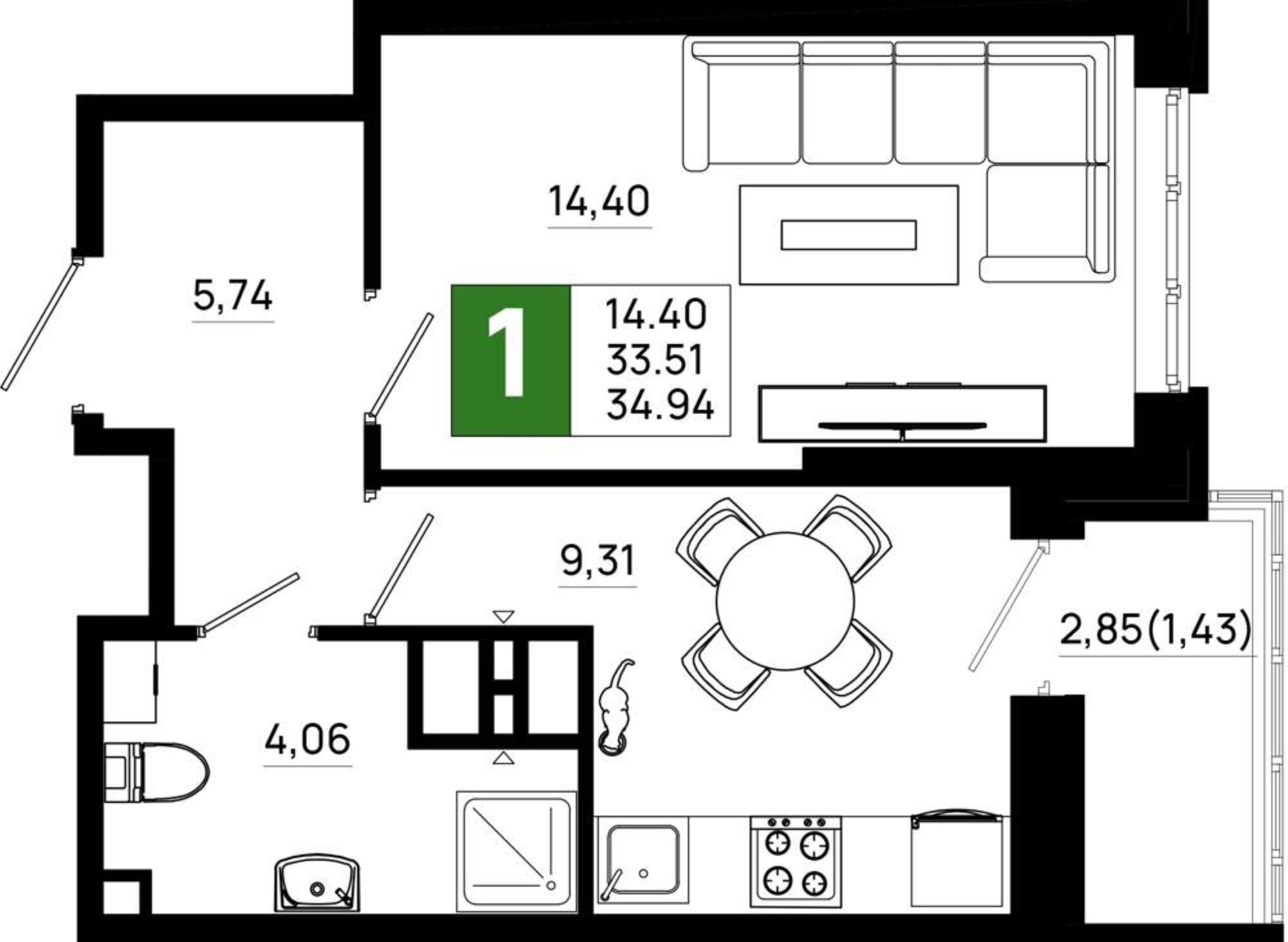 Купить квартиру за 5 450 640 рублей на Элеваторный переулок, д.1