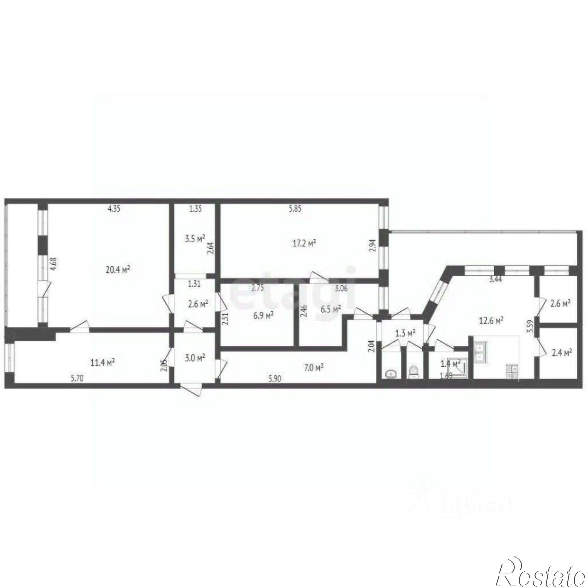 Купить квартиру за 5 000 000 рублей на Братский переулок, 84