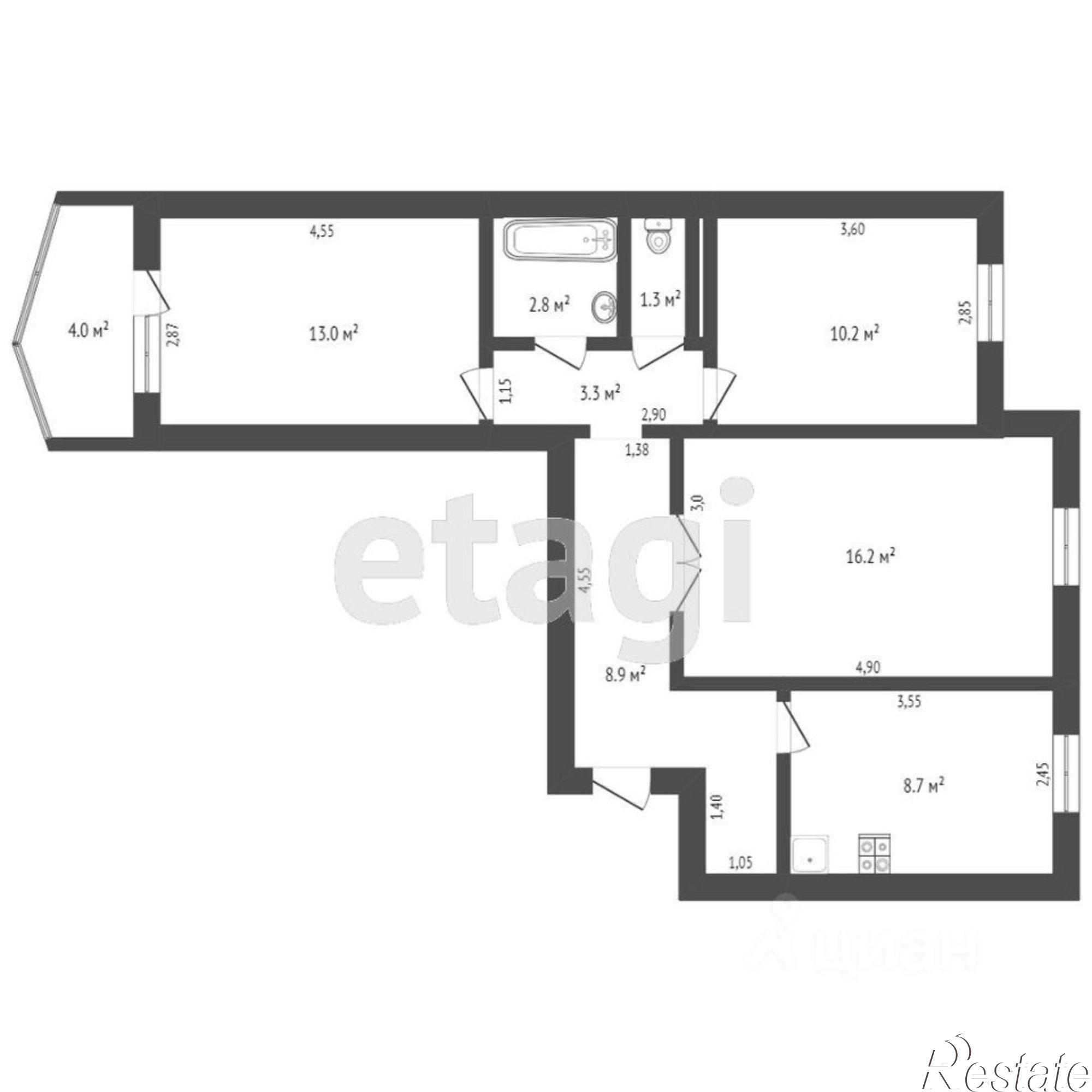Купить квартиру за 6 200 000 рублей на улица Мыльникова, 1А