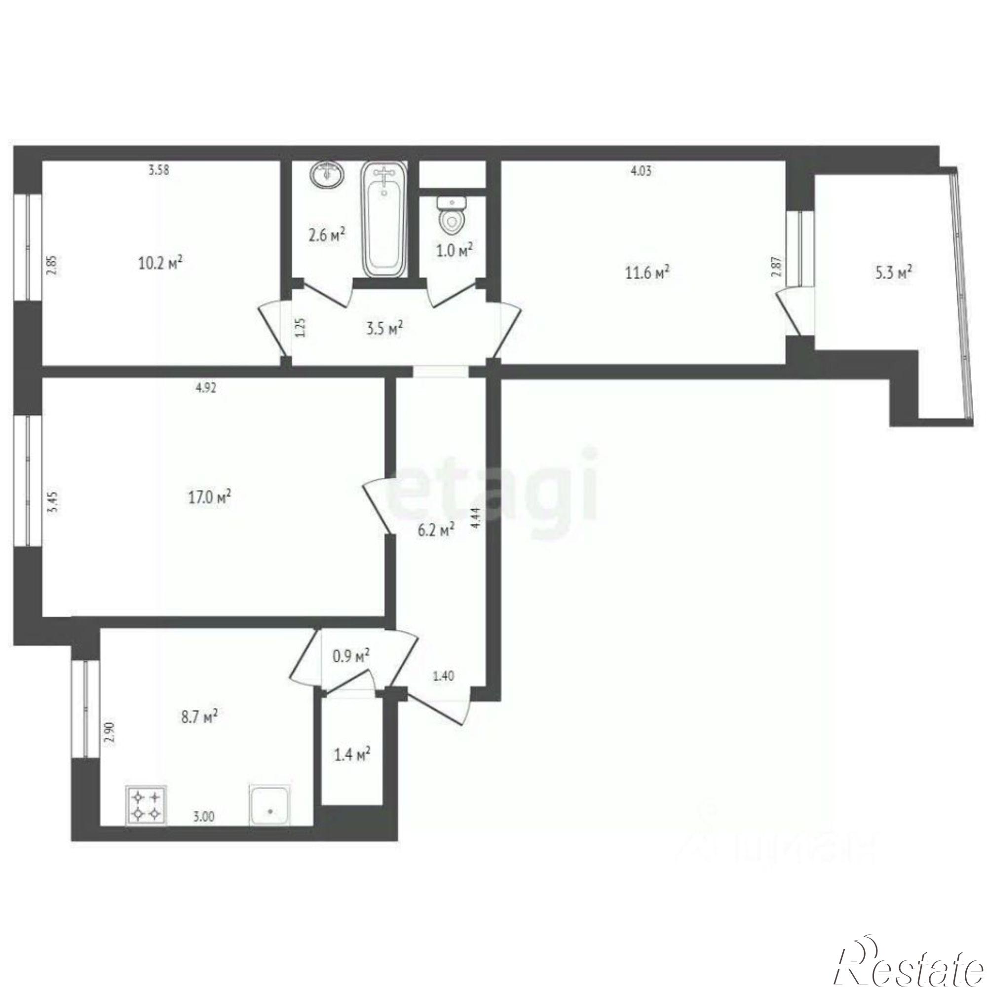 Купить квартиру за 5 500 000 рублей на Таганрогская улица, 116/3