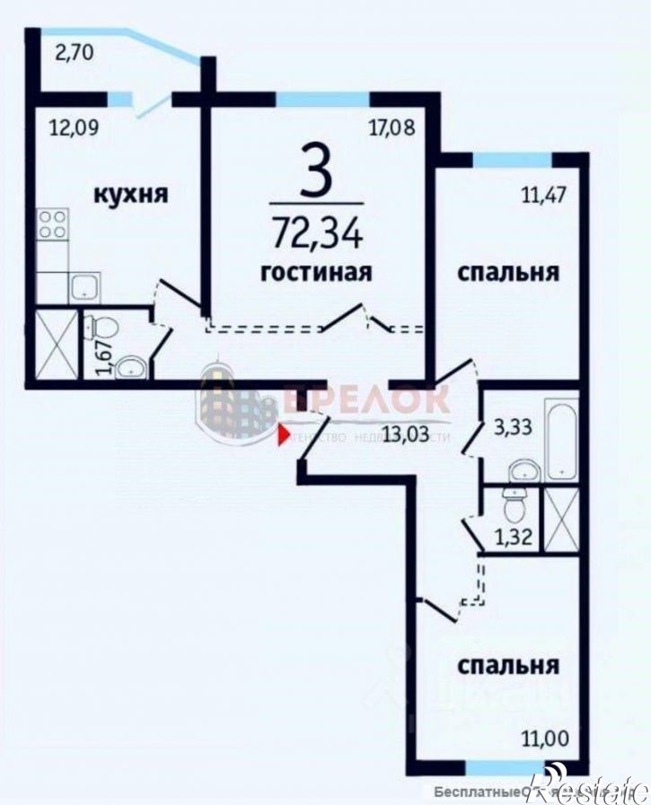 3-комн квартира пр-кт Солженицына, 15/1 1,  д. 15/1 1,  к. 1