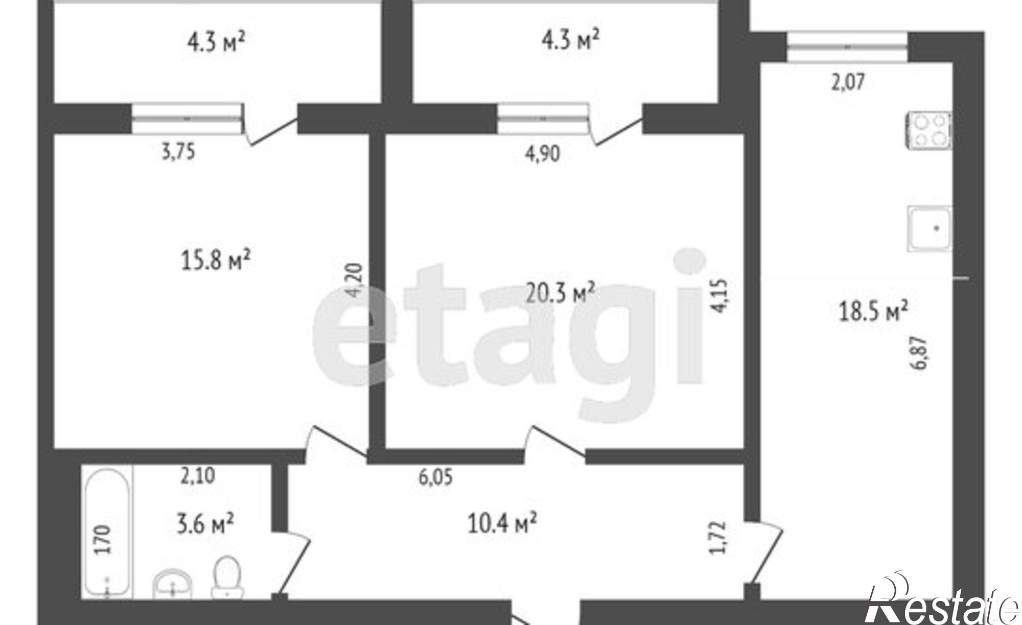 Купить квартиру за 13 700 000 рублей на улица Налбандяна, 92/24