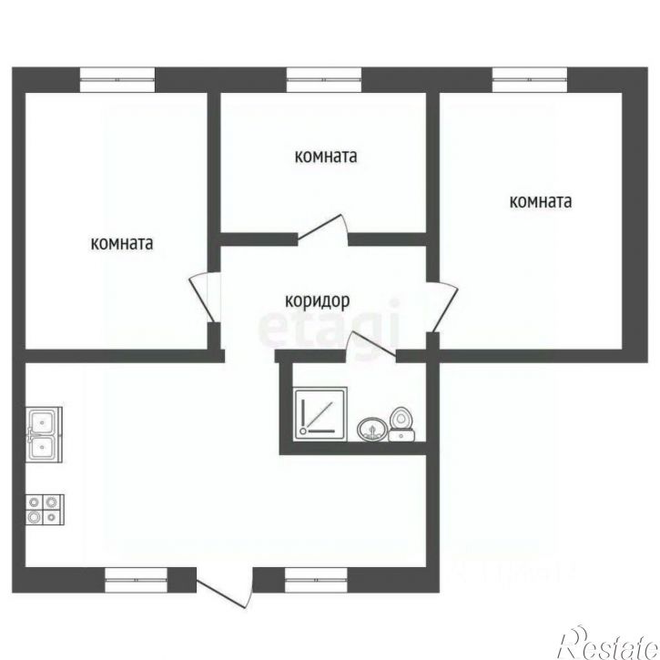 Комната переулок Журавлёва, 34,  д. 34