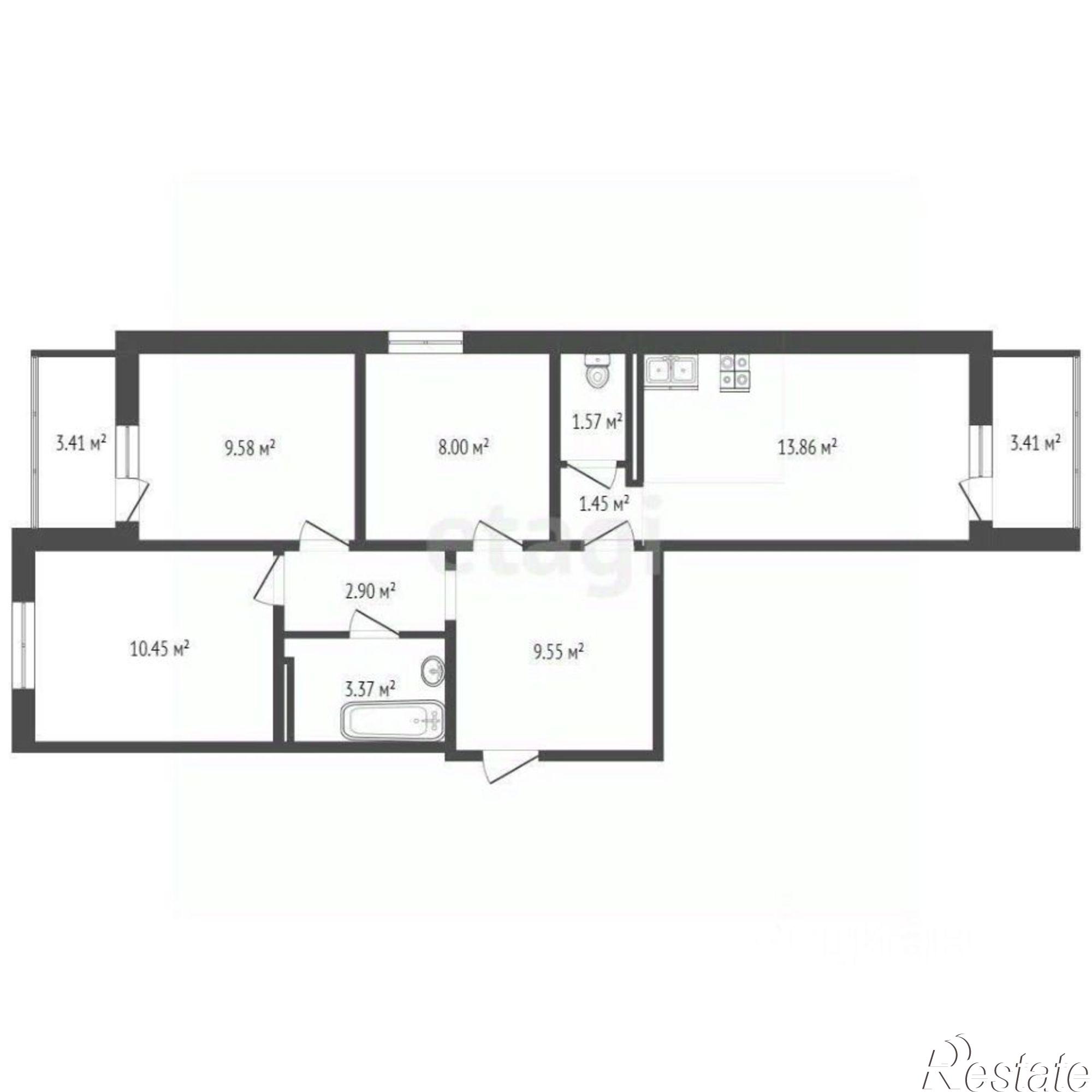 Купить квартиру за 7 300 000 рублей на улица Висаитова, 6/10