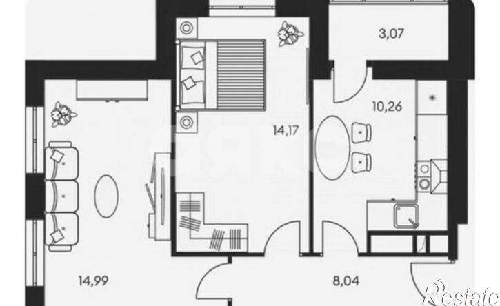 2-комн квартира улица Текучёва, 205А,  д. 205А