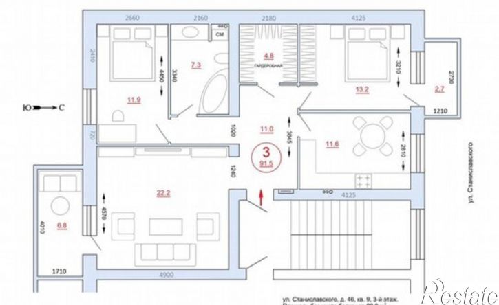 3-комн квартира ул Обороны, 47,  д. 47
