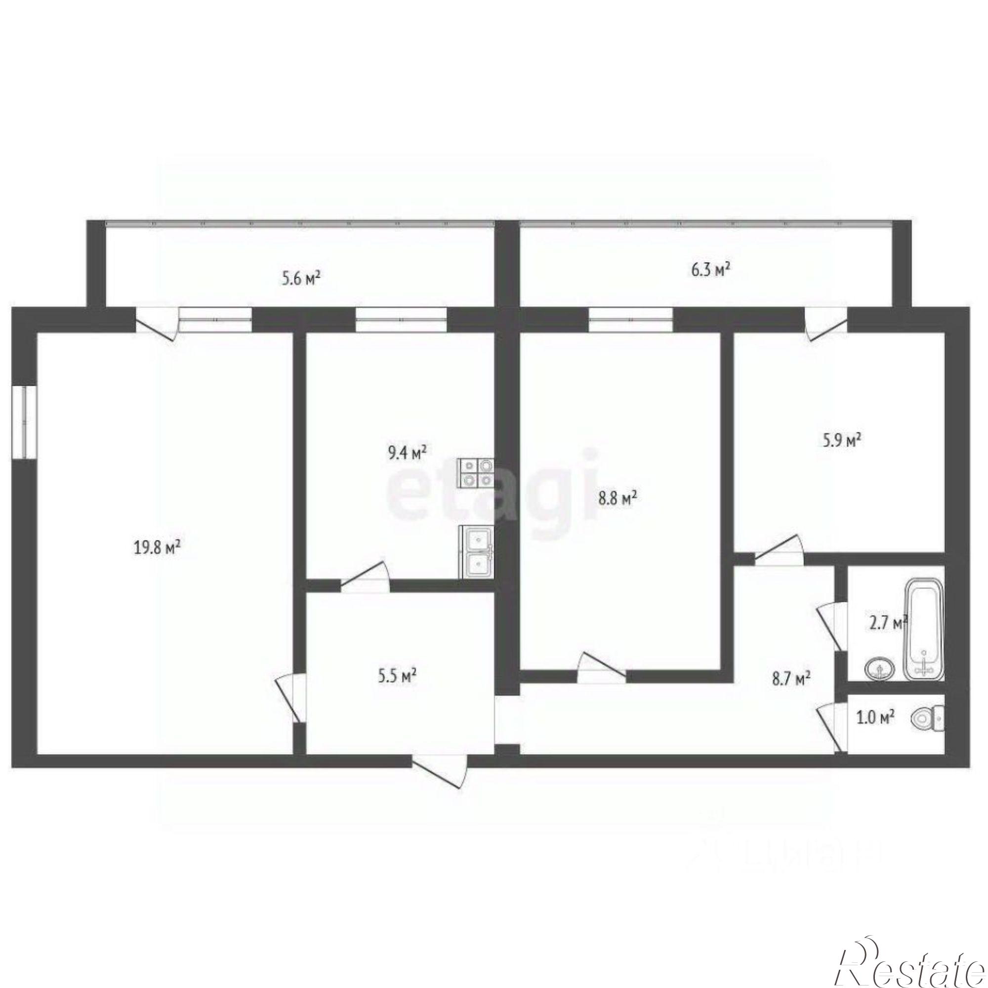 Купить квартиру за 5 500 000 рублей на ул Вятская, 53