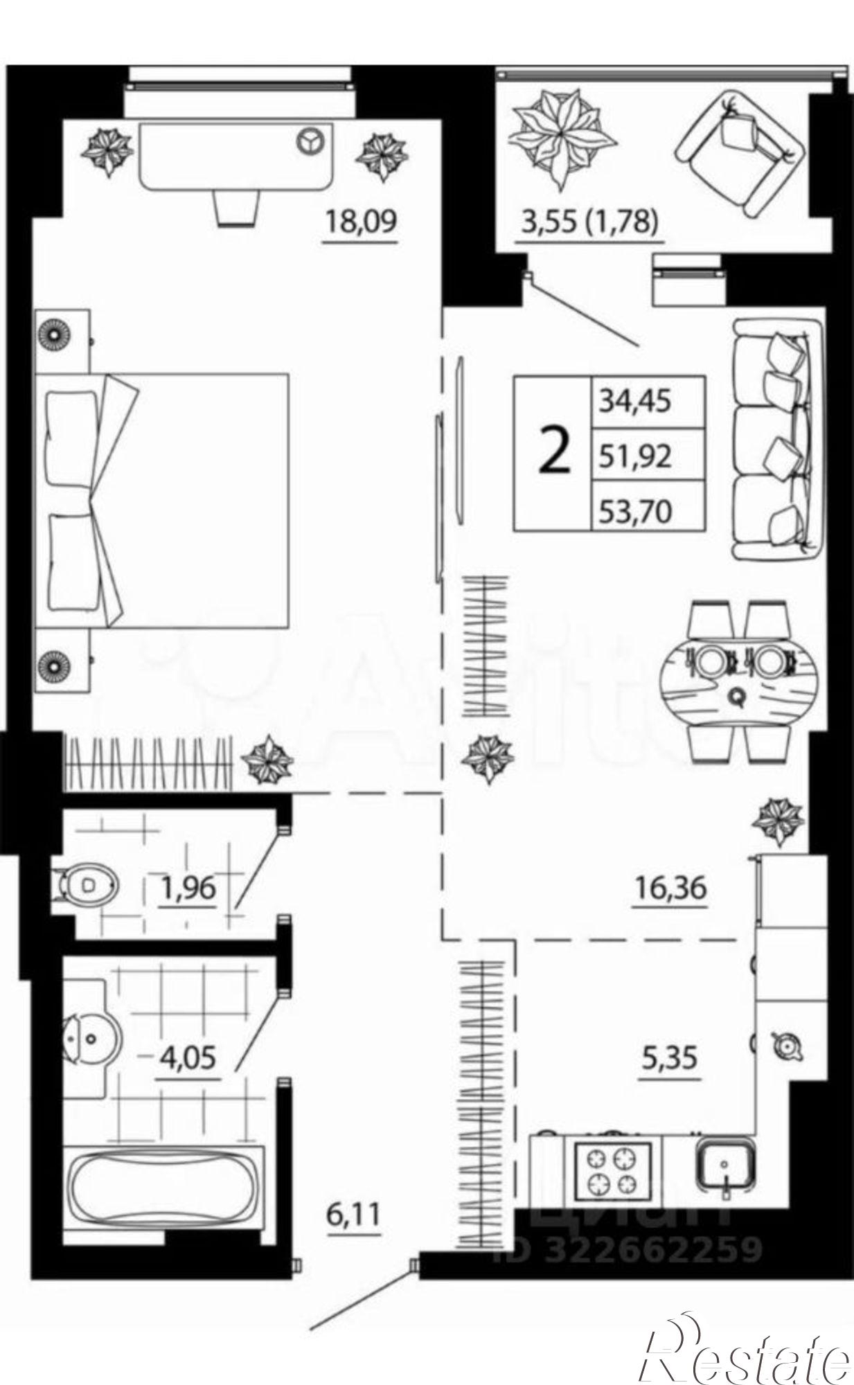 Купить квартиру за 6 200 000 рублей на 30-я линия, 69