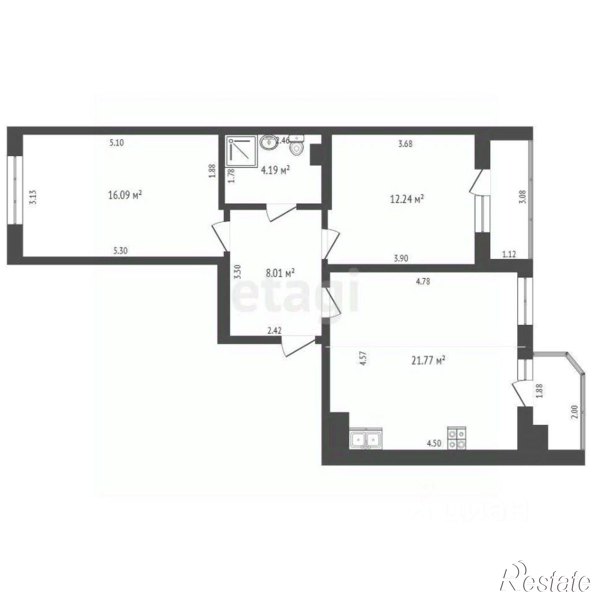 Купить квартиру за 10 650 000 рублей на Берберовская улица, 16 с2