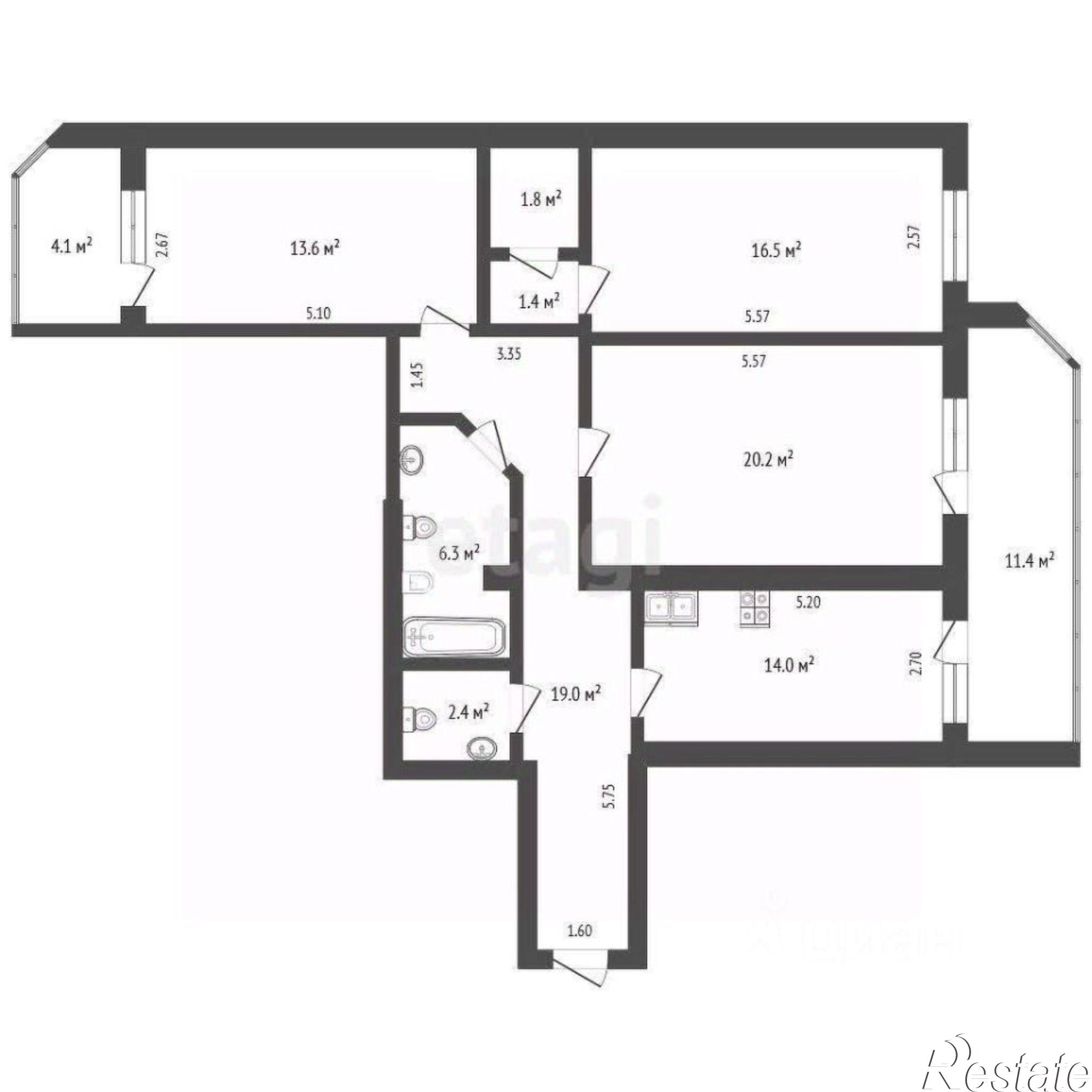 Купить квартиру за 15 600 000 рублей на улица Добровольского, 1/1