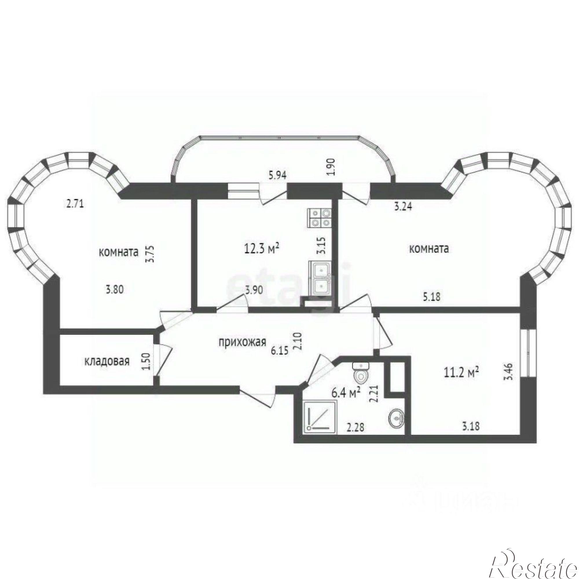 Купить квартиру за 12 400 000 рублей на улица Красных Зорь, 13