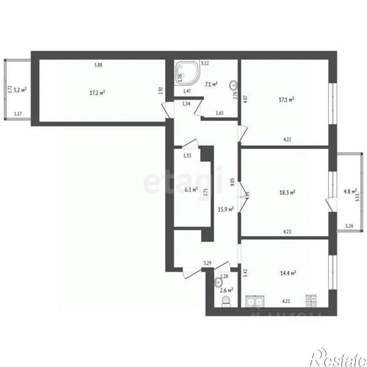 3-комн квартира ул Максима Горького, 55,  д. 55