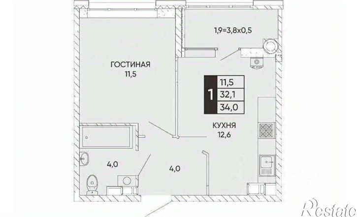 1-комн квартира Левобережная улица, 6/6 с1,  д. 6/6 с1