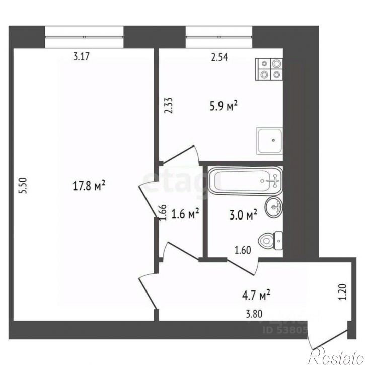1-комн квартира проспект Ленина, 105 к1,  д. 105 к1
