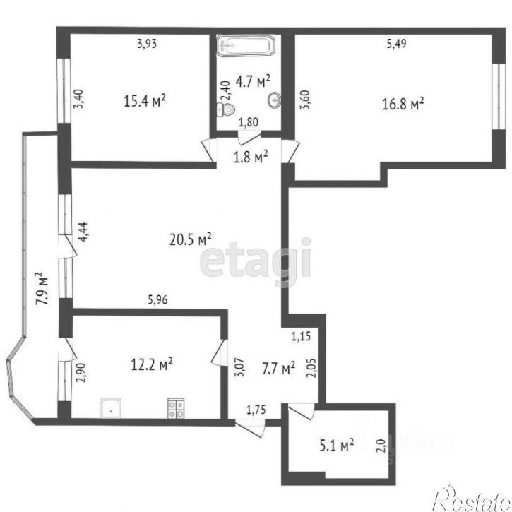 3-комн квартира Донская улица, 12,  д. 12