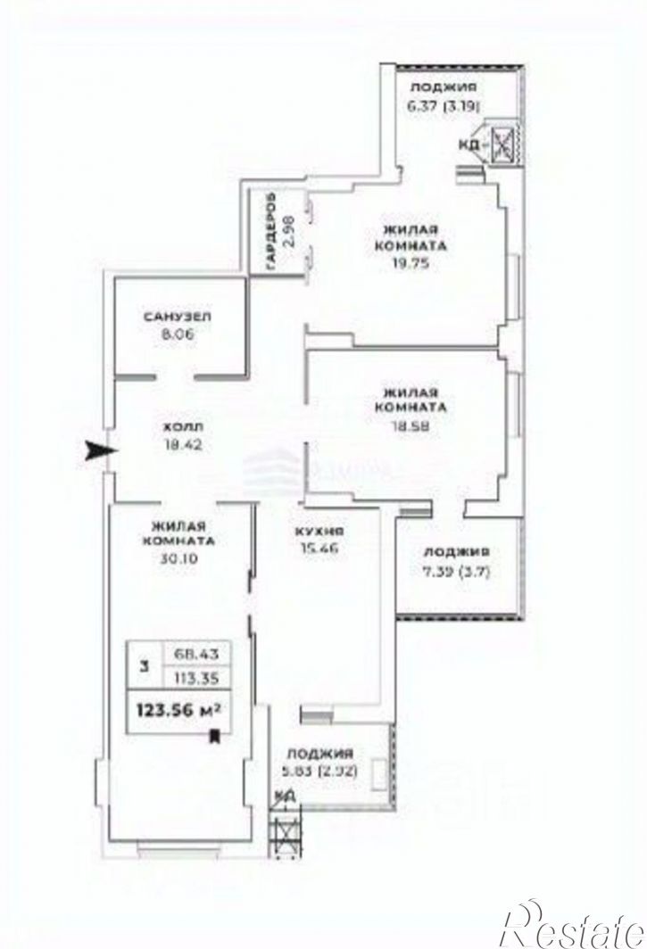 3-комн квартира Будённовский проспект, 83,  д. 83
