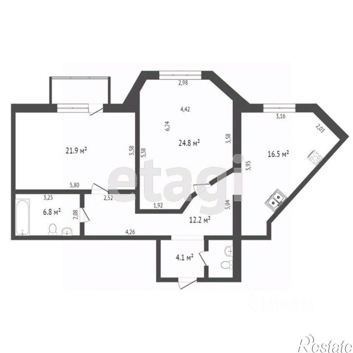 2-комн квартира улица Максима Горького, 51,  д. 51