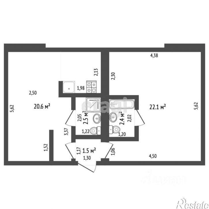 2-комн квартира Кишинёвская улица, 34/8,  д. 34/8