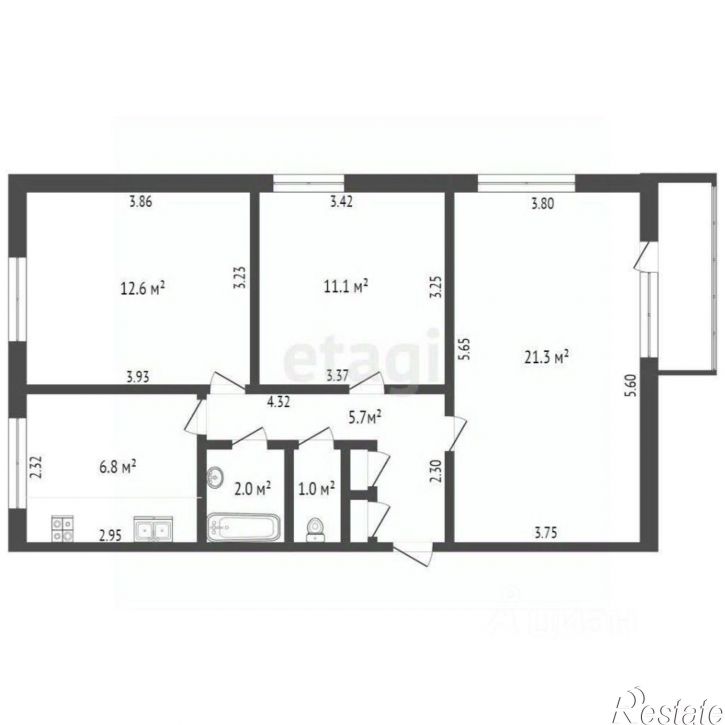 3-комн квартира Каширская улица, 8/2,  д. 8/2