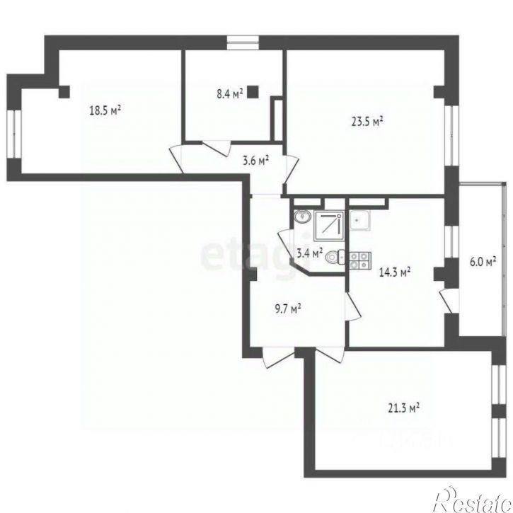 3-комн квартира Береговая улица, 19/2,  д. 19/2