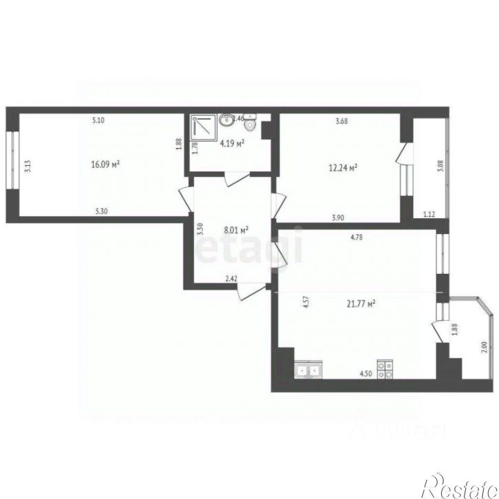 3-комн квартира Берберовская улица, 16 с2,  д. 16 с2