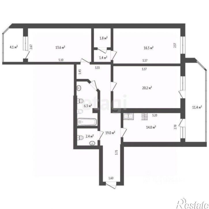 3-комн квартира улица Добровольского, 1/1,  д. 1/1