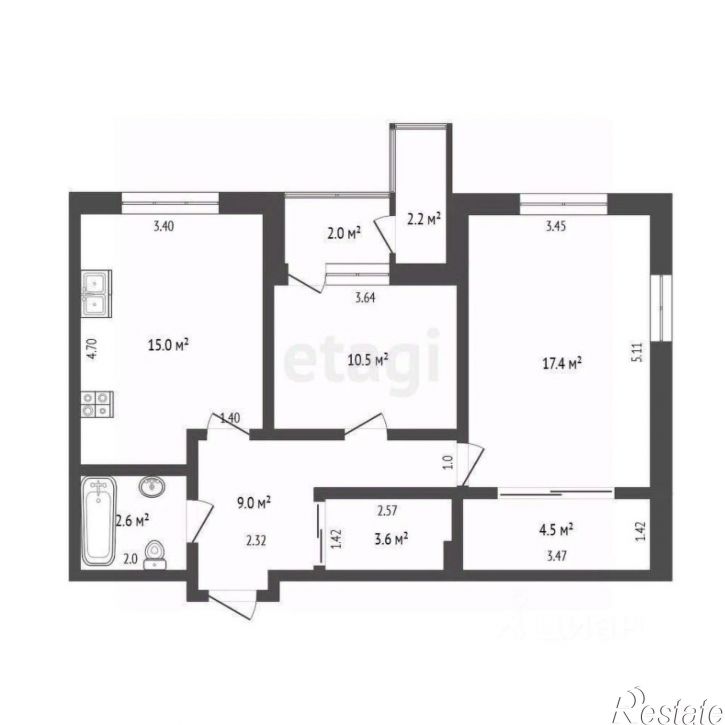 2-комн квартира