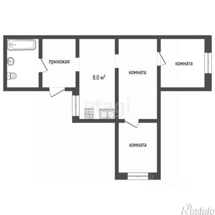 3-комн квартира