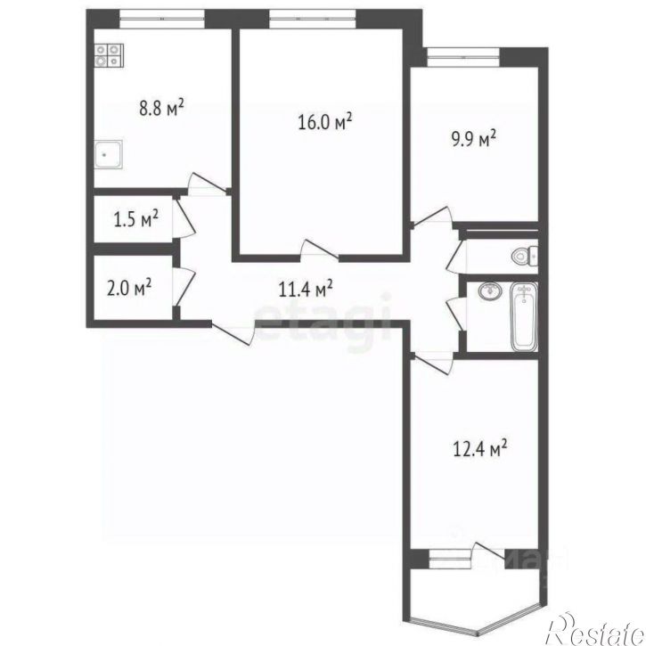 3-комн квартира