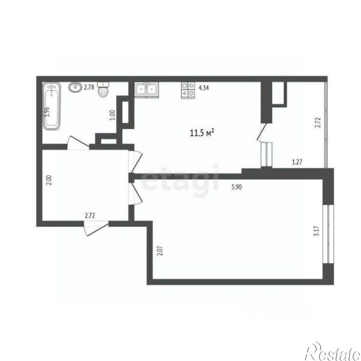 1-комн квартира улица Вересаева, 101/1 с1,  д. 101/1 с1