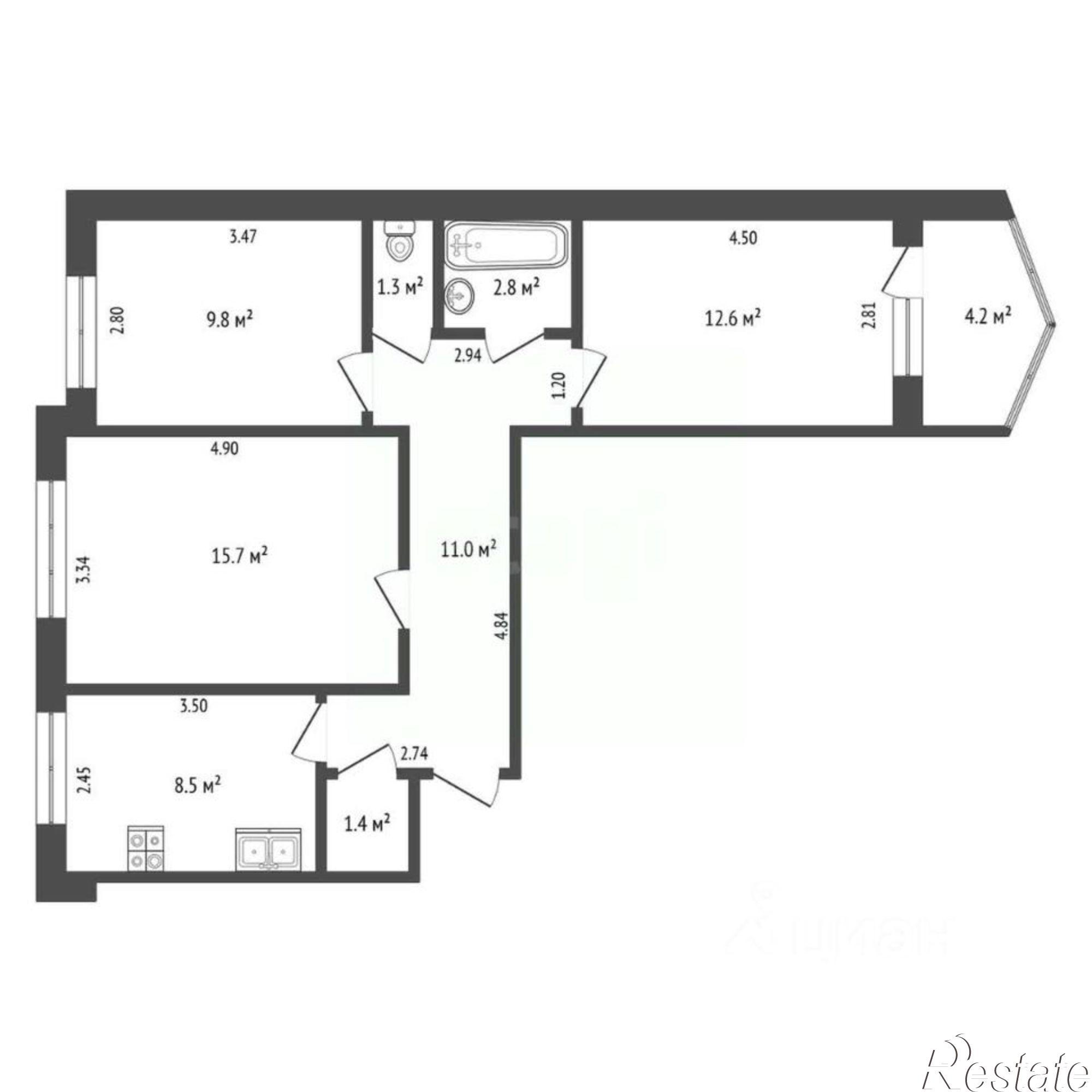 Купить квартиру за 6 200 000 рублей на Орбитальная улица, 66