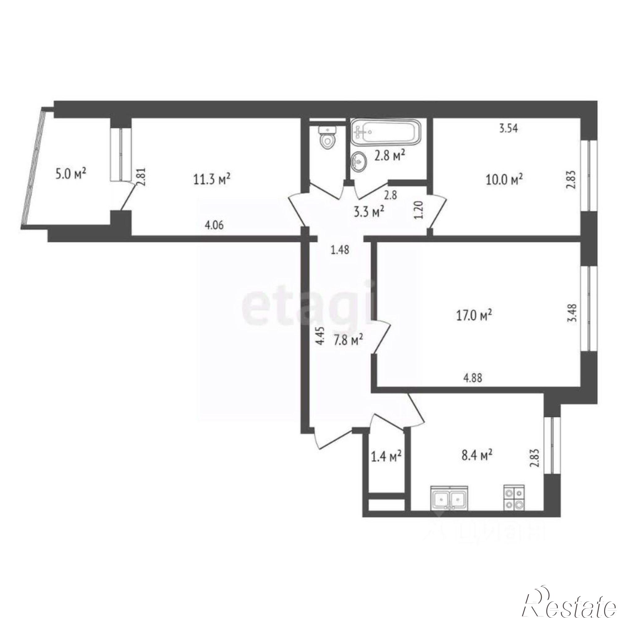 Купить квартиру за 8 183 000 рублей на улица Ерёменко, 66/3