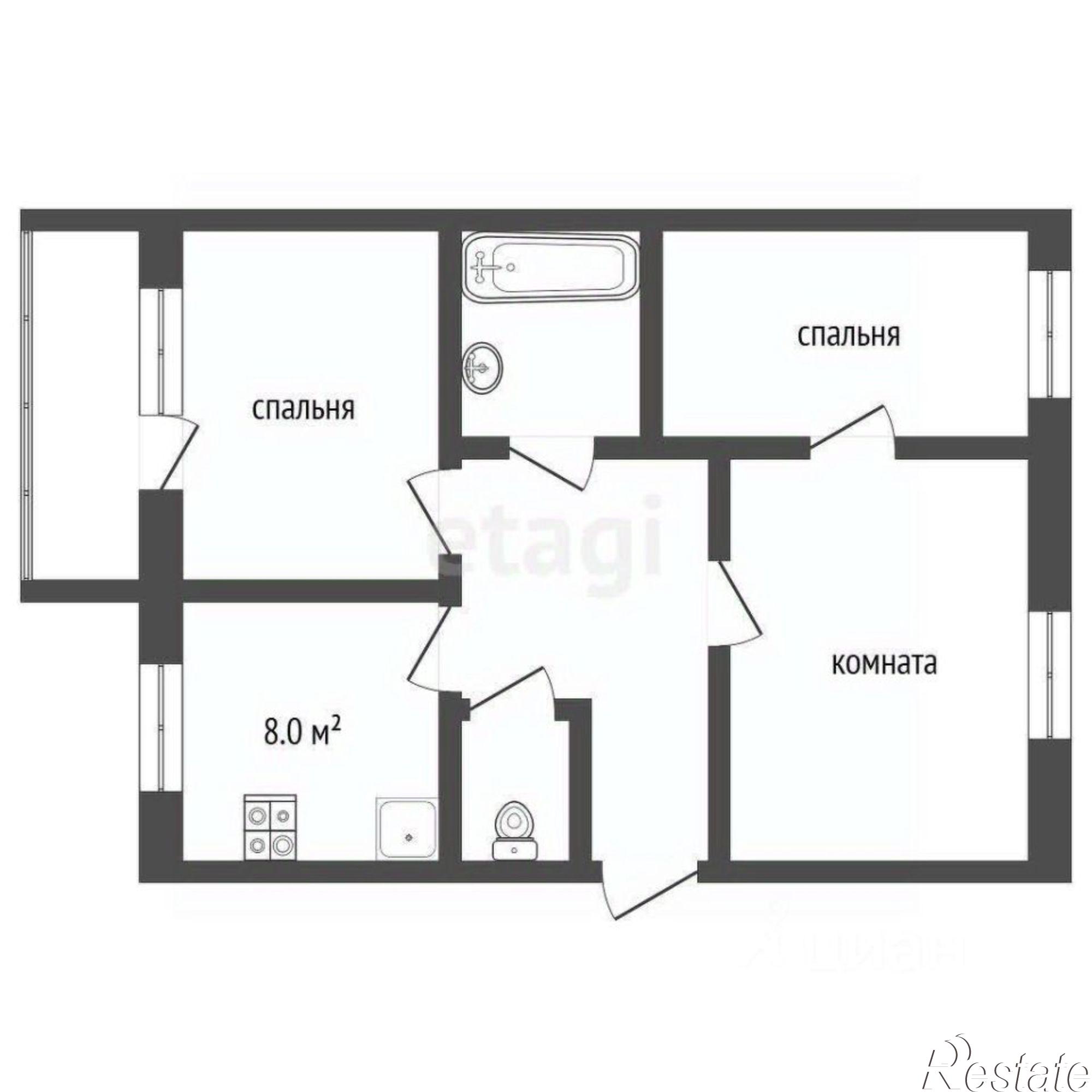 Купить квартиру за 5 800 000 рублей на проспект 40-летия Победы, 308 к1