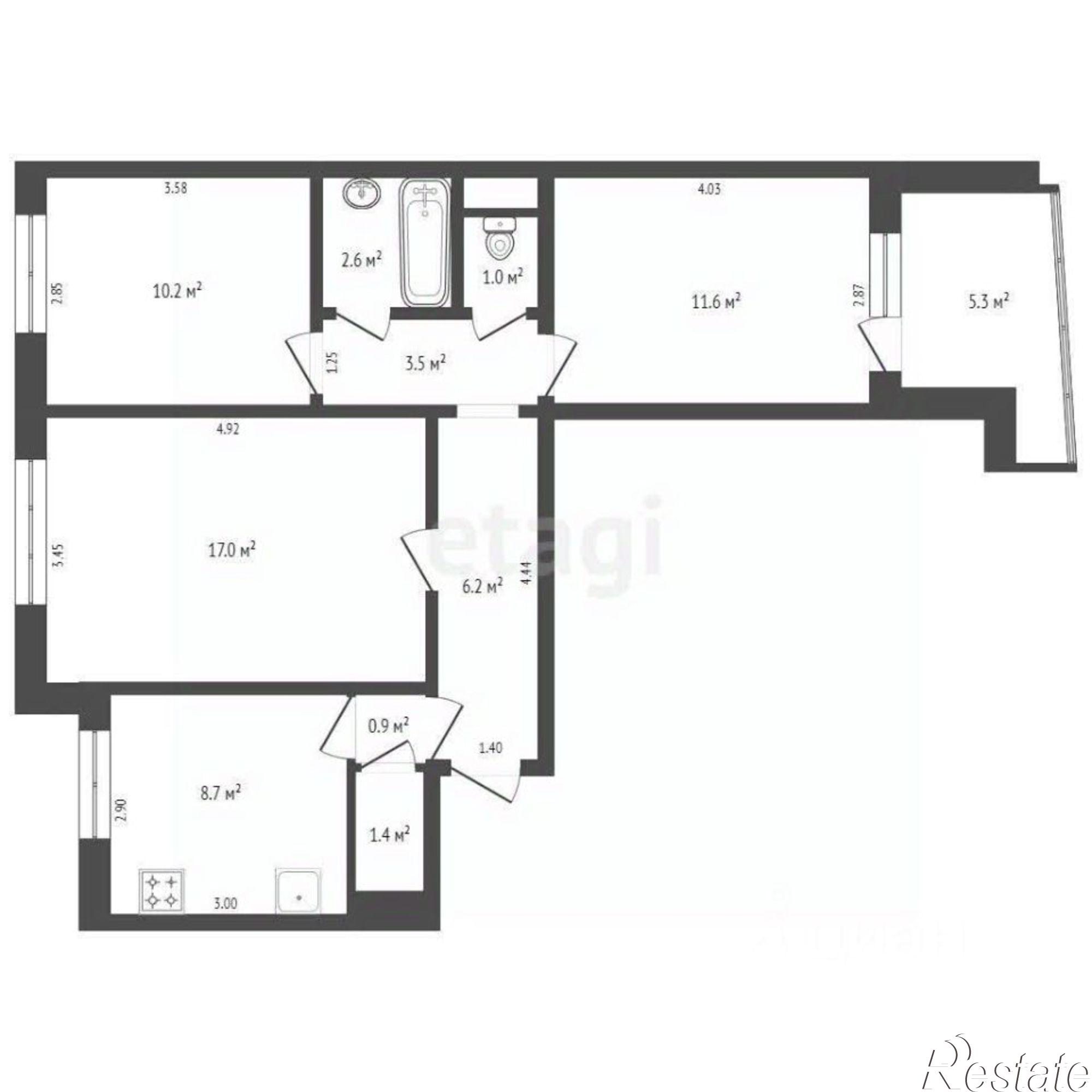 Купить квартиру за 5 500 000 рублей на Таганрогская улица, 116/3