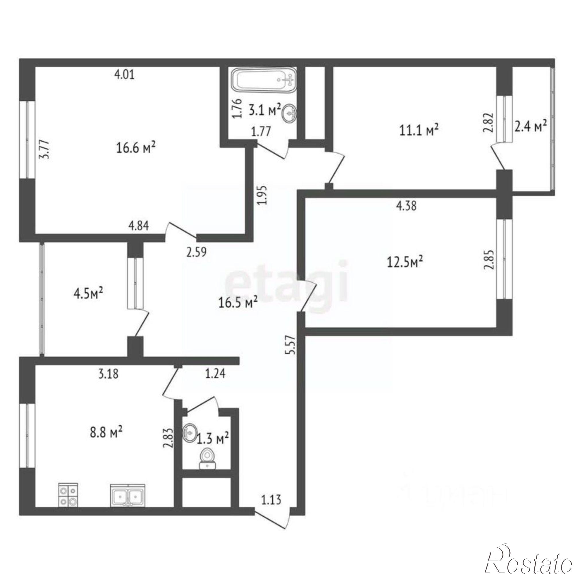 Купить квартиру за 6 650 000 рублей на ул Кривоноса, 3