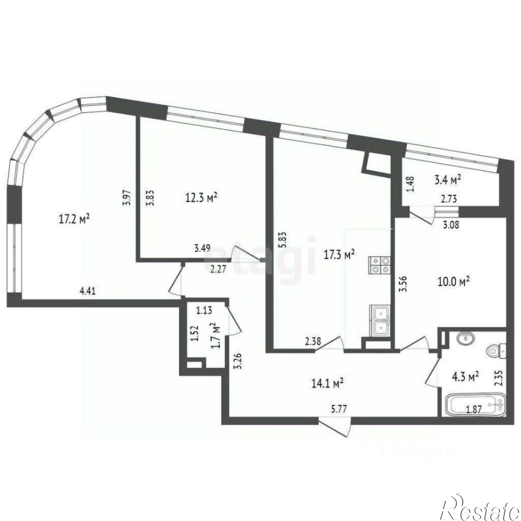 Купить квартиру за 15 400 000 рублей на Левобережная улица, 6/1 с1