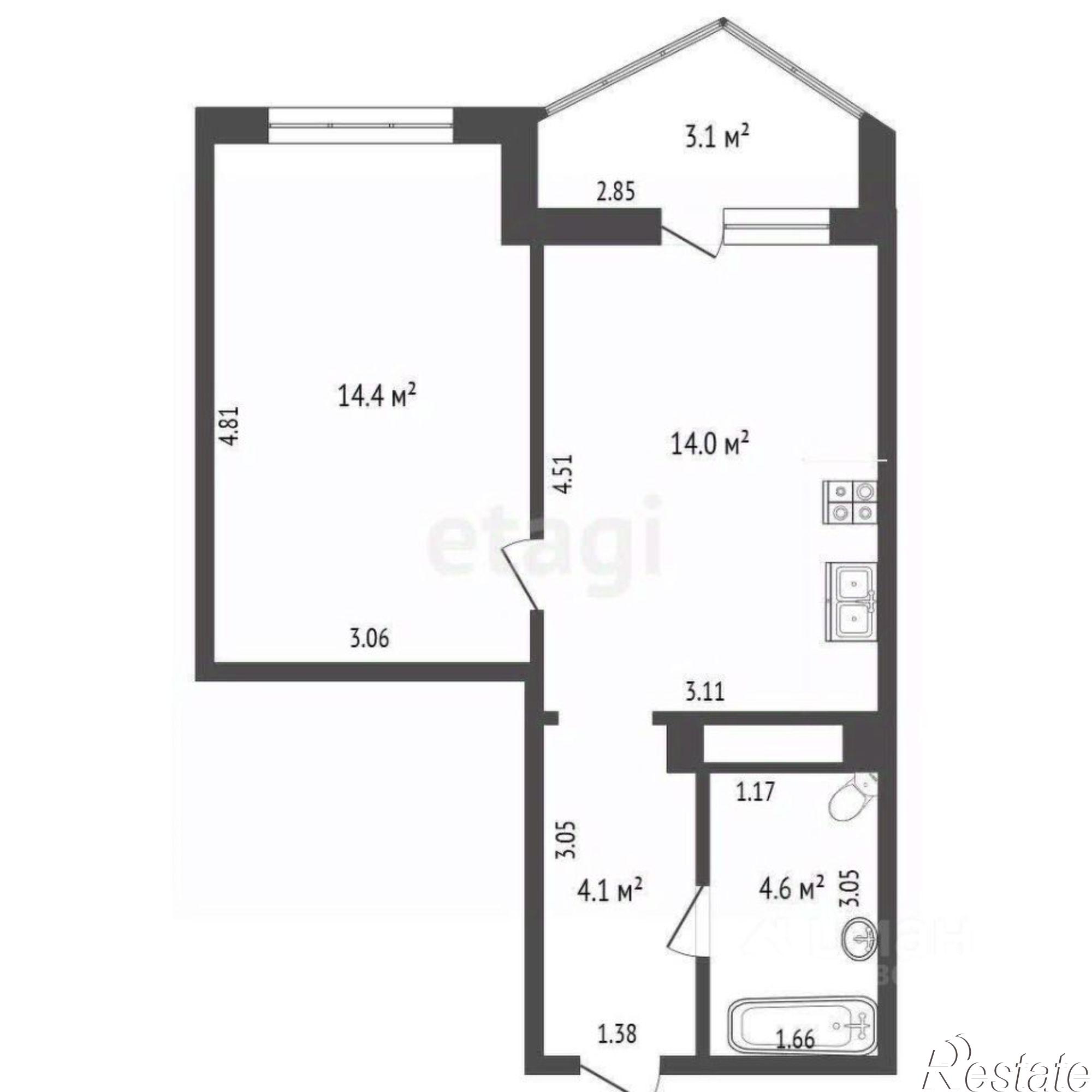 Купить квартиру за 5 400 000 рублей на ул Пацаева, 20Б