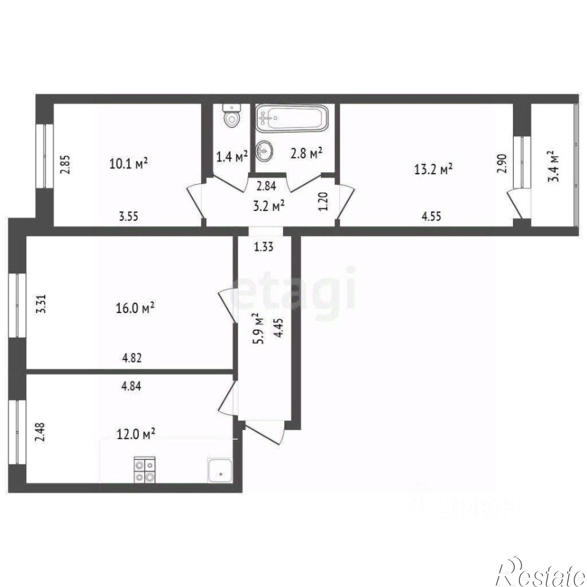 Купить квартиру за 7 100 000 рублей на ул Добровольского, 34