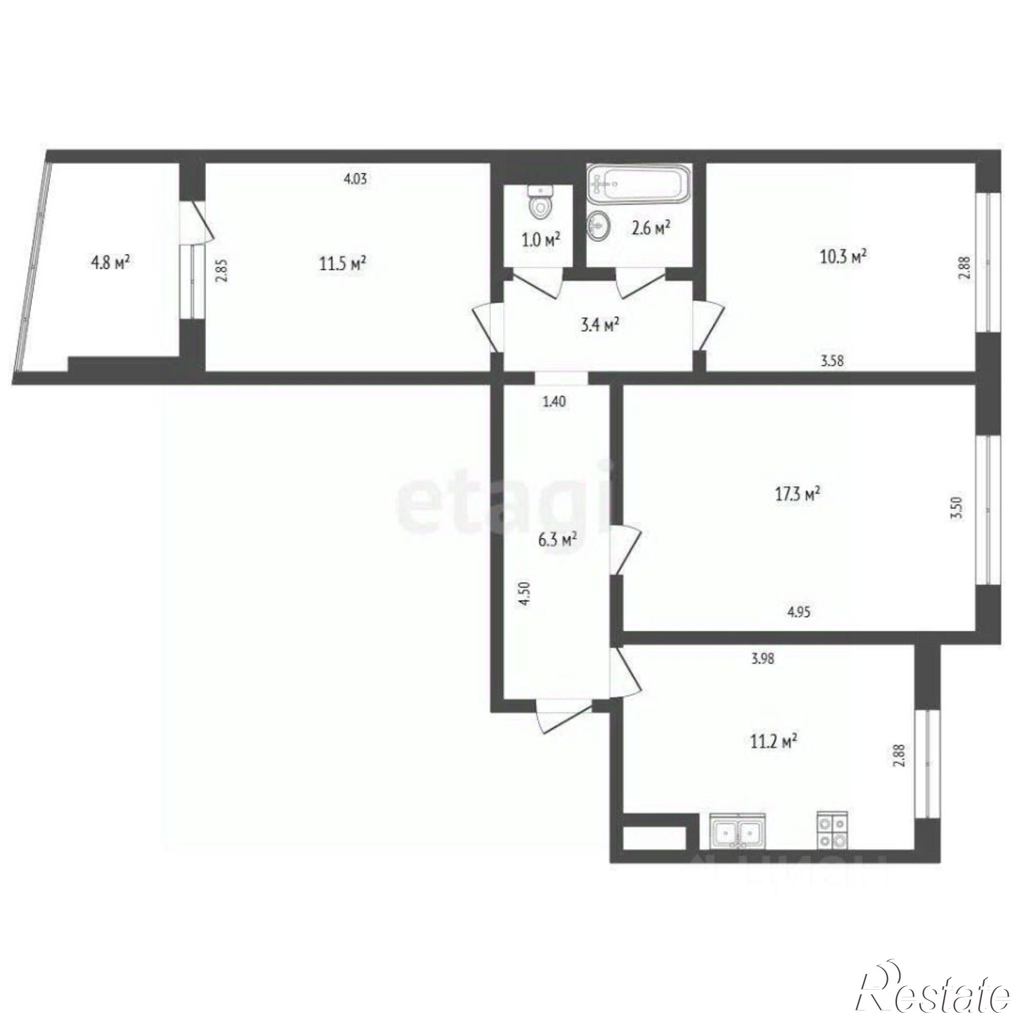 Купить квартиру за 5 400 000 рублей на Коммунистический проспект, 49 к1