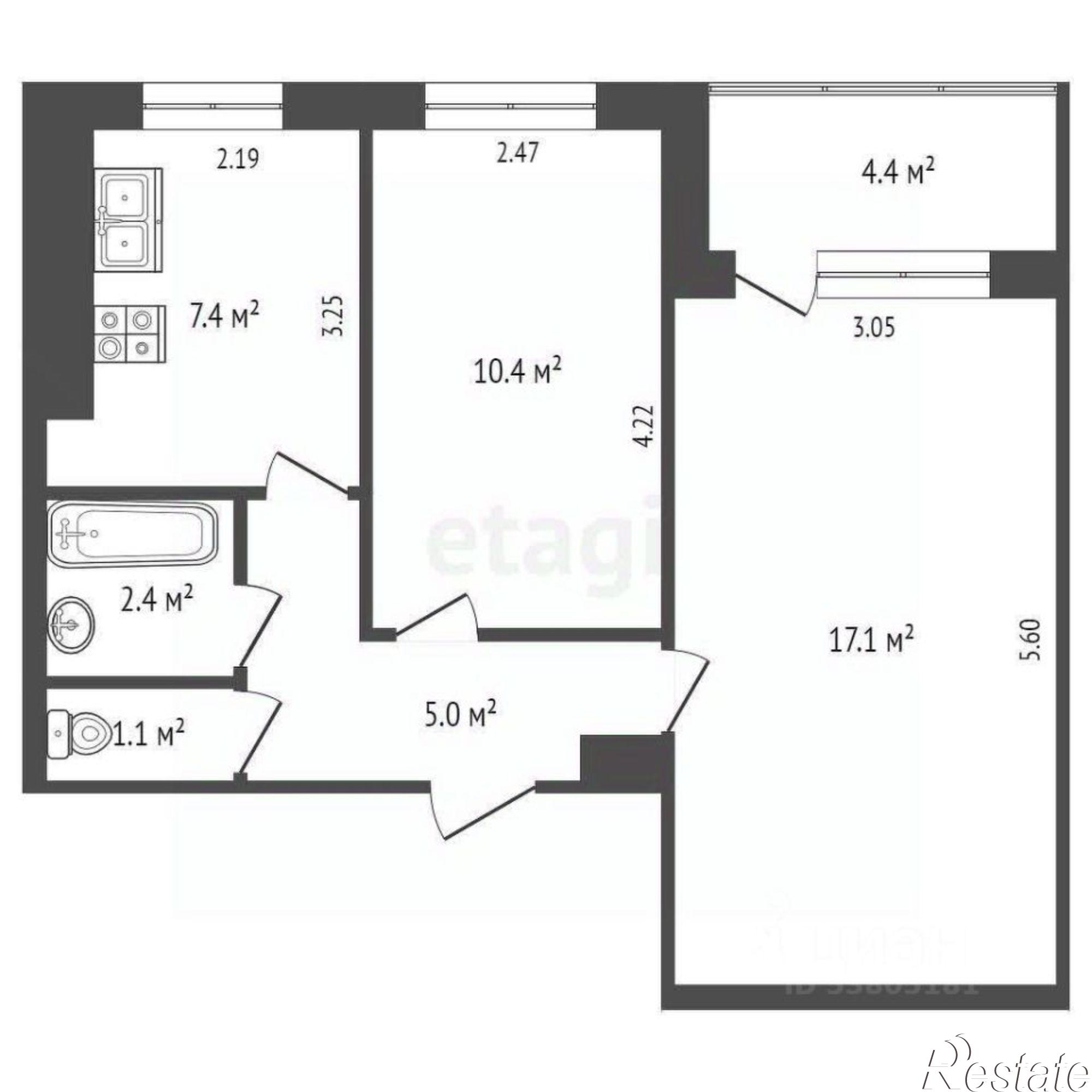 Купить квартиру за 6 300 000 рублей на Коммунистический пр-кт, 34/1