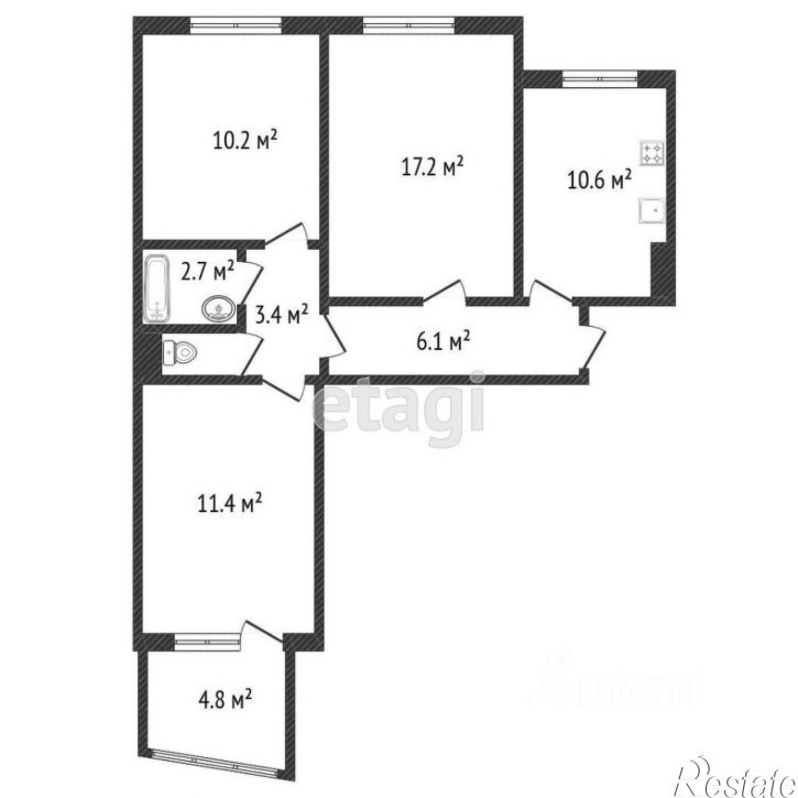 3-комн квартира 2-я Краснодарская улица, 86,  д. 86