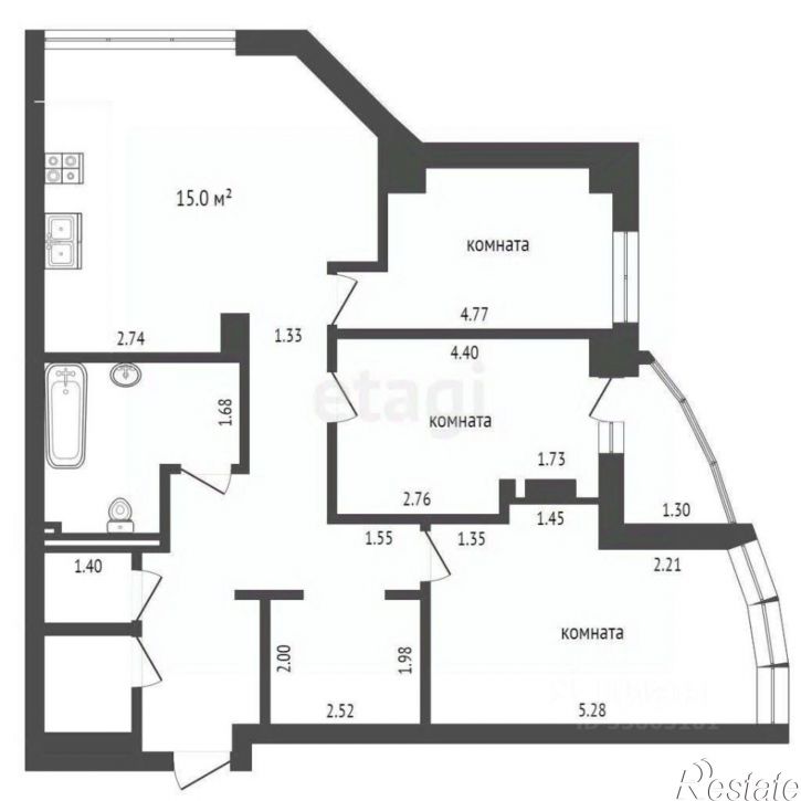 3-комн квартира улица Суворова, 91-101,  д. 91-101