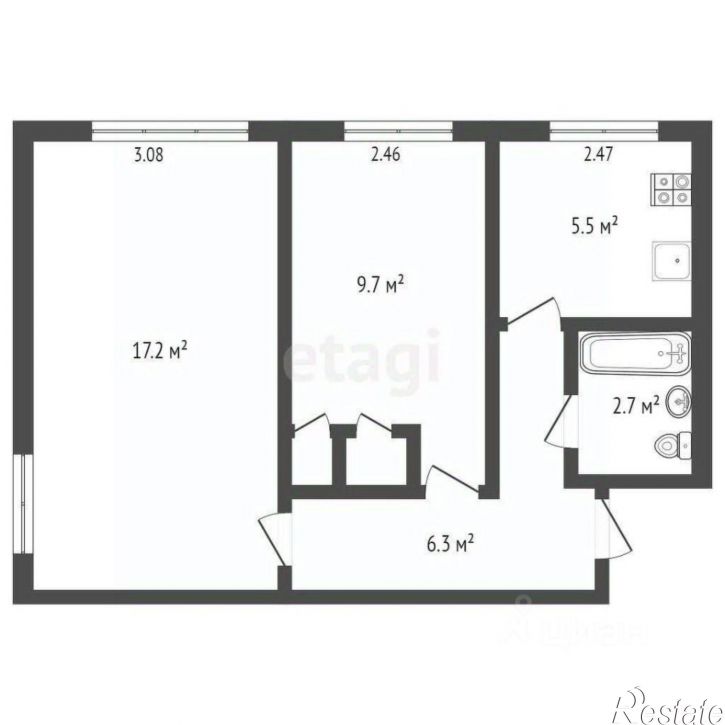 2-комн квартира Казахская улица, 88/1,  д. 88/1