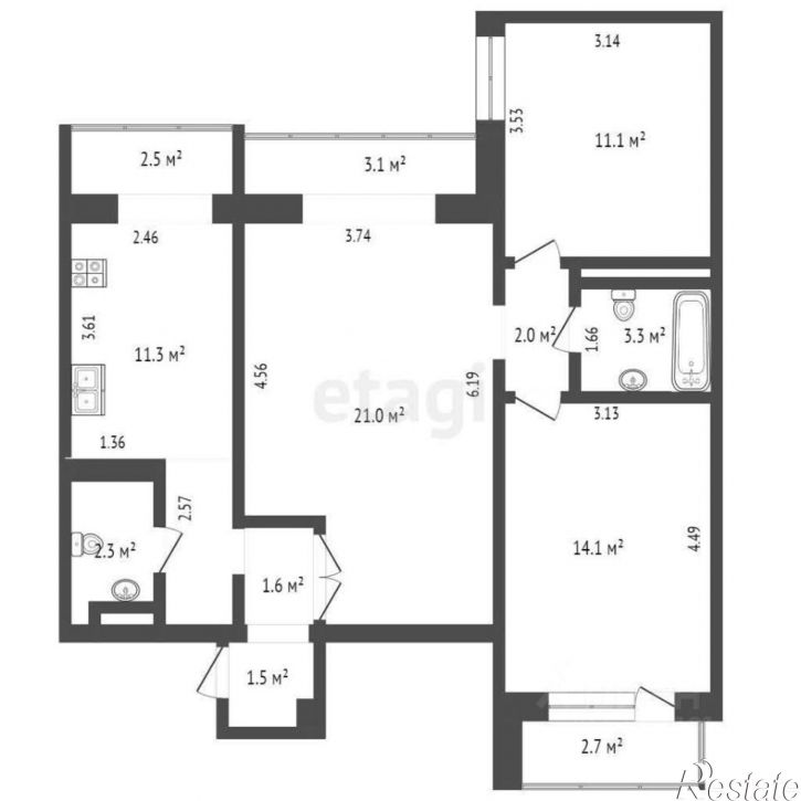 3-комн квартира улица Малюгиной, 284,  д. 284