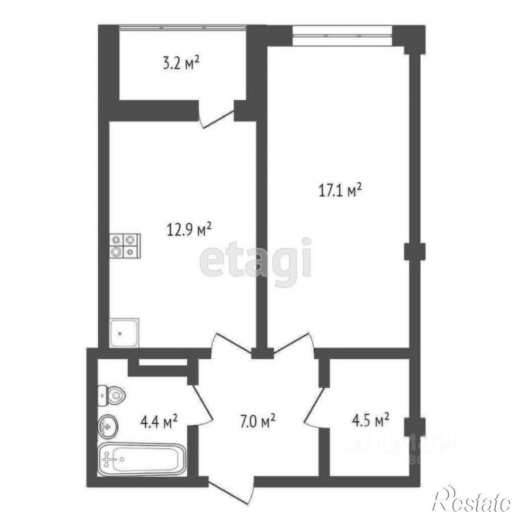 1-комн квартира улица Оганова, 20 с4,  д. 20 с4