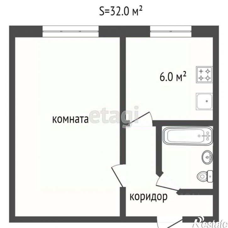 1-комн квартира улица Новаторов, 4,  д. 4