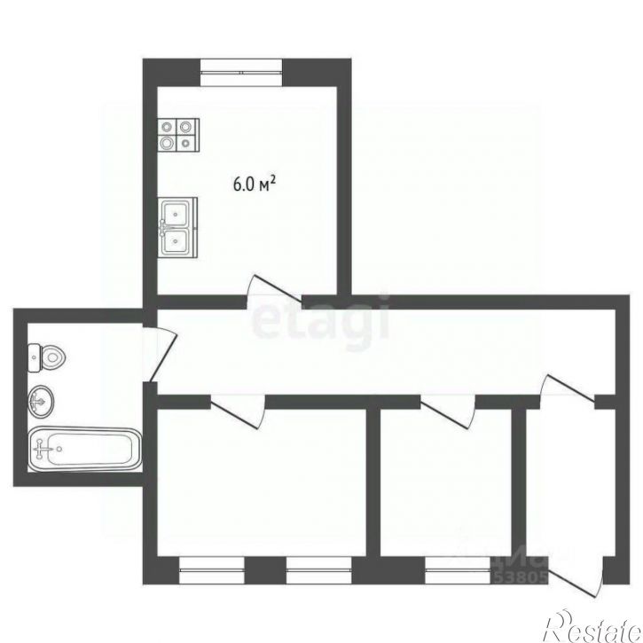 2-комн квартира улица Седова, 40,  д. 40