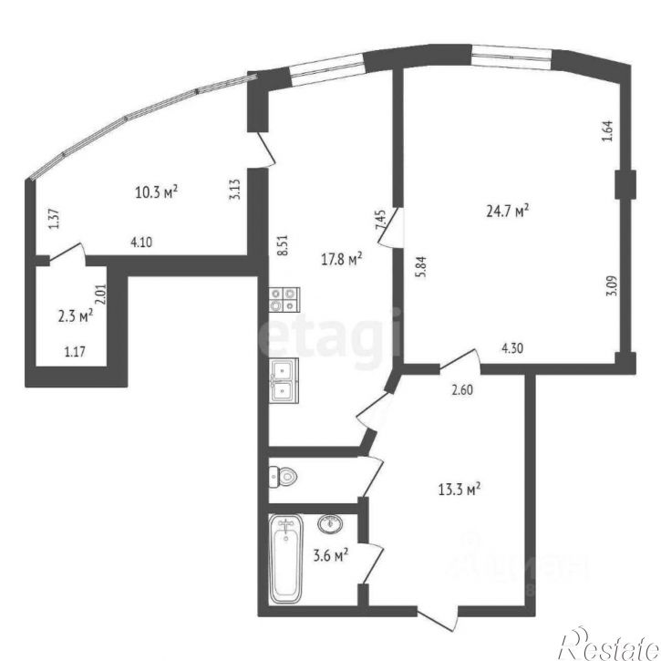 1-комн квартира улица Закруткина, 2,  д. 2