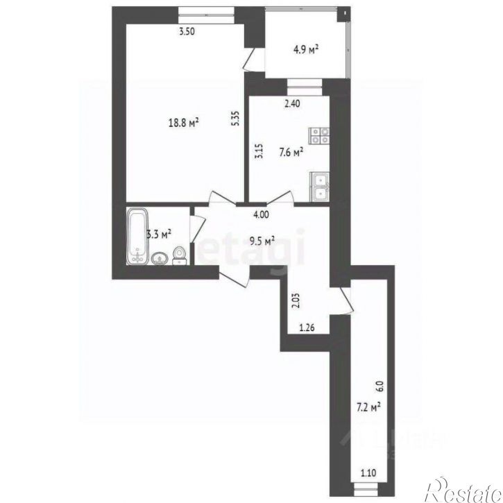 1-комн квартира ул Футбольная, 8,  д. 8