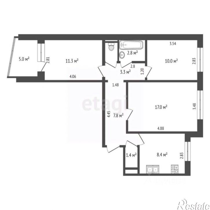 3-комн квартира улица Ерёменко, 66/3,  д. 66/3